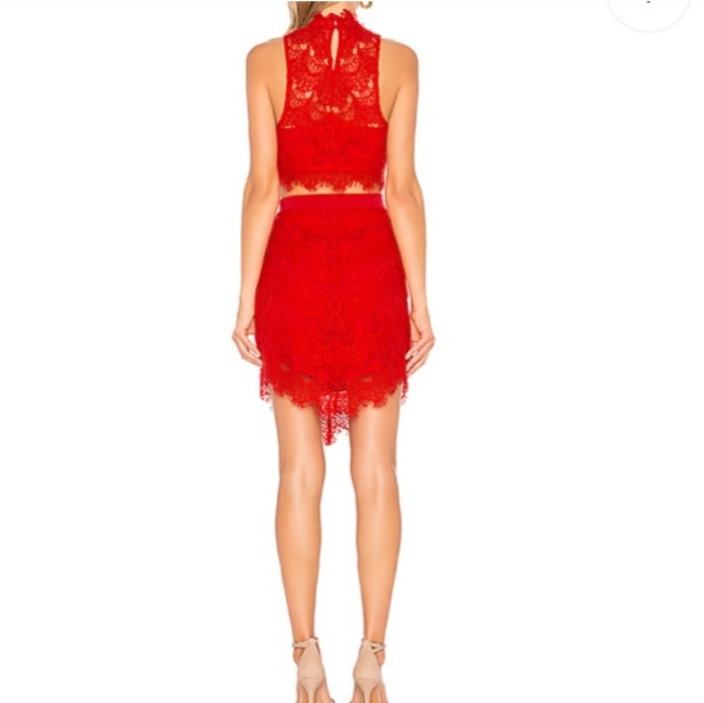 Free People Sabina Ginger Set Crop Top Mini Skirt Lace Red Sizes Sm & Md NWT - Picture 12 of 16